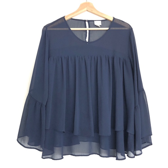 a new day Tops - a new day Navy Flowy Tiered Blouse Sz L